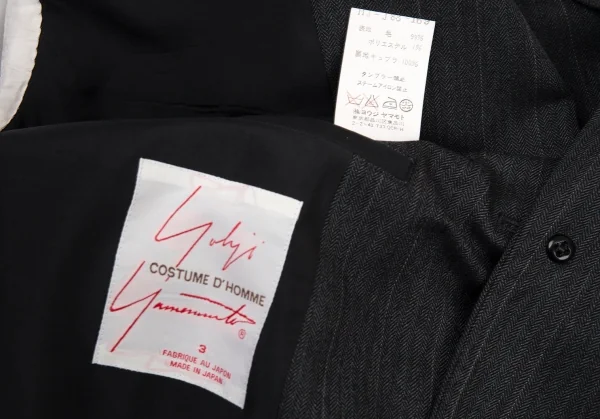 ヨウジヤマモトコスチュームドオム Yohji Yamamoto COSTUME D'HOMME ウールストライプBセットアップスーツ グレー3 K-89641_010