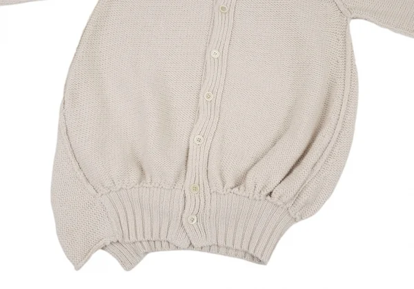 ワイズY’s ウールリブ切替ロングニットジャケット アイボリー3 K-89651_012