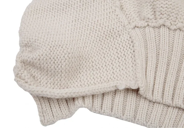 ワイズY’s ウールリブ切替ロングニットジャケット アイボリー3 K-89651_014