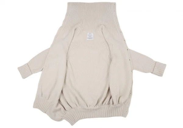 ワイズY’s ウールリブ切替ロングニットジャケット アイボリー3 K-89651_015