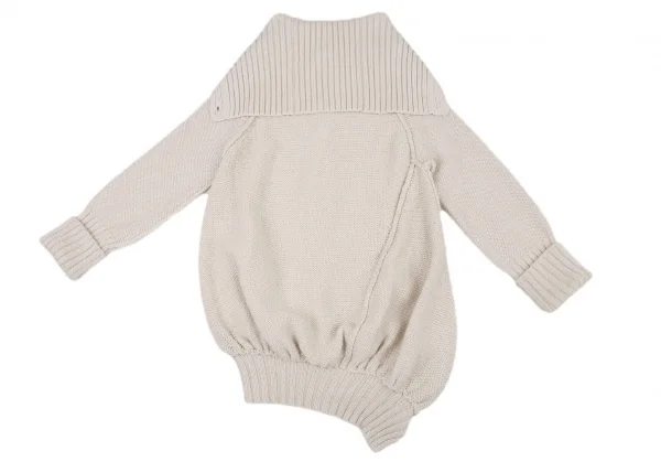 ワイズY’s ウールリブ切替ロングニットジャケット アイボリー3 K-89651_016