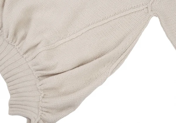 ワイズY’s ウールリブ切替ロングニットジャケット アイボリー3 K-89651_017