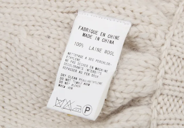 ワイズY’s ウールリブ切替ロングニットジャケット アイボリー3 K-89651_019