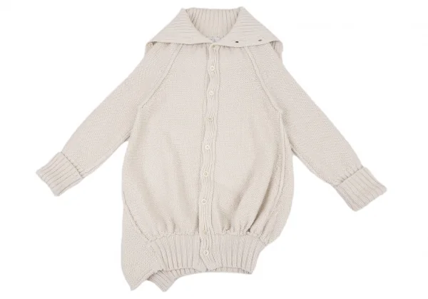 ワイズY’s ウールリブ切替ロングニットジャケット アイボリー3 K-89651_002