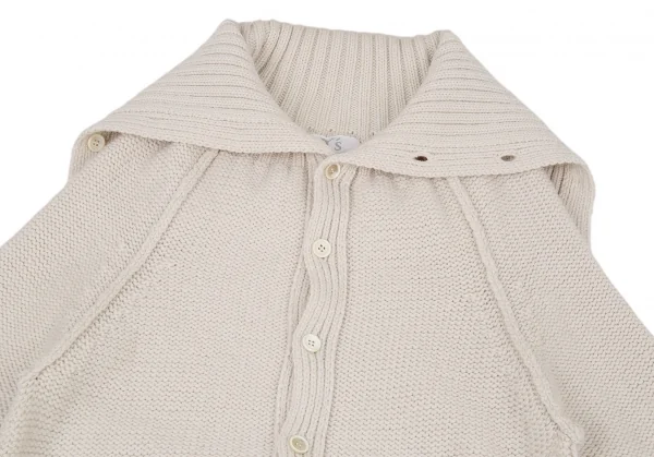 ワイズY’s ウールリブ切替ロングニットジャケット アイボリー3 K-89651_003