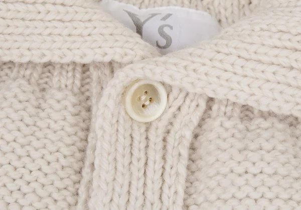 ワイズY’s ウールリブ切替ロングニットジャケット アイボリー3 K-89651_004