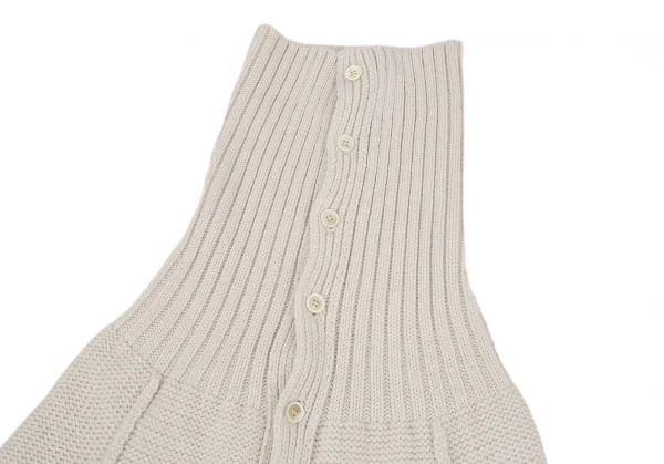 ワイズY’s ウールリブ切替ロングニットジャケット アイボリー3 K-89651_005