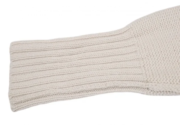 ワイズY’s ウールリブ切替ロングニットジャケット アイボリー3 K-89651_009