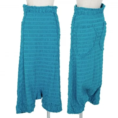 イッセイミヤケ ミーISSEY MIYAKE me シャーリングボーダーペンギンサルエルパンツ 水色