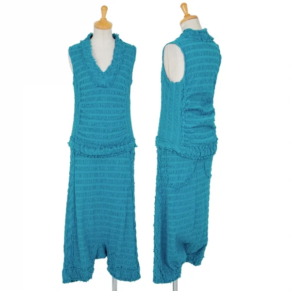 イッセイミヤケ ミーISSEY MIYAKE me シャーリングボーダーセットアップスーツ 水色M位 K-89681_001