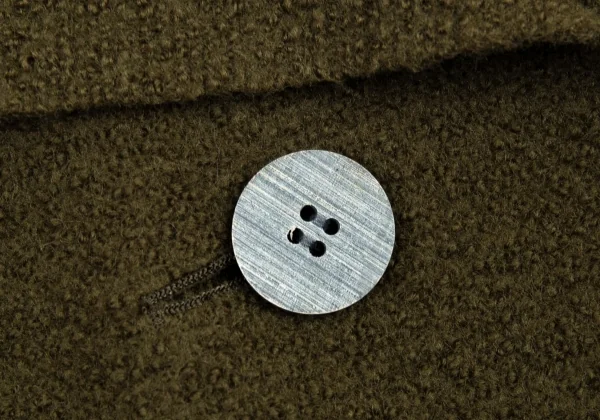 イッセイミヤケISSEY MIYAKEループツイード切替デザインショールカラージャケット カーキM K-89703_005