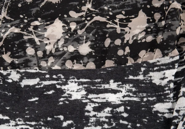 イッセイミヤケISSEY MIYAKE スプラッシュプリントバルーンレイヤードチュニック 黒オフ2 K-89707_011