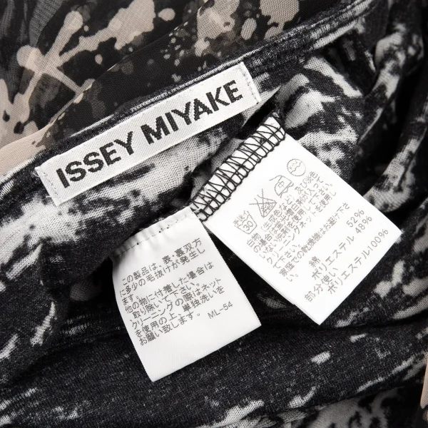 イッセイミヤケISSEY MIYAKE スプラッシュプリントバルーンレイヤードチュニック 黒オフ2 K-89707_014
