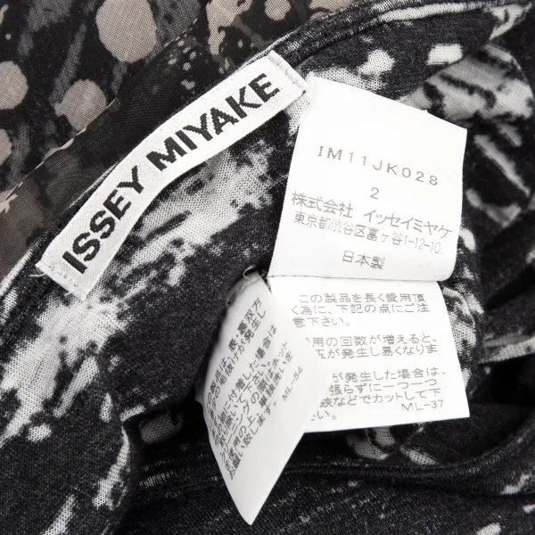 イッセイミヤケISSEY MIYAKE スプラッシュプリントバルーンレイヤードチュニック 黒オフ2 K-89707_015