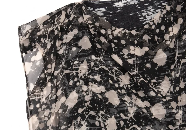 イッセイミヤケISSEY MIYAKE スプラッシュプリントバルーンレイヤードチュニック 黒オフ2 K-89707_005