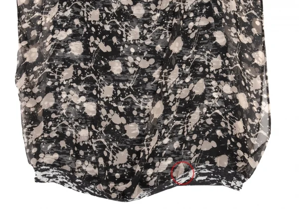 イッセイミヤケISSEY MIYAKE スプラッシュプリントバルーンレイヤードチュニック 黒オフ2 K-89707_007