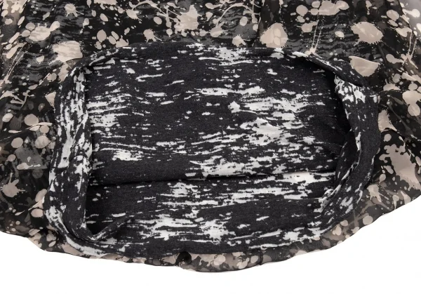 イッセイミヤケISSEY MIYAKE スプラッシュプリントバルーンレイヤードチュニック 黒オフ2 K-89707_009