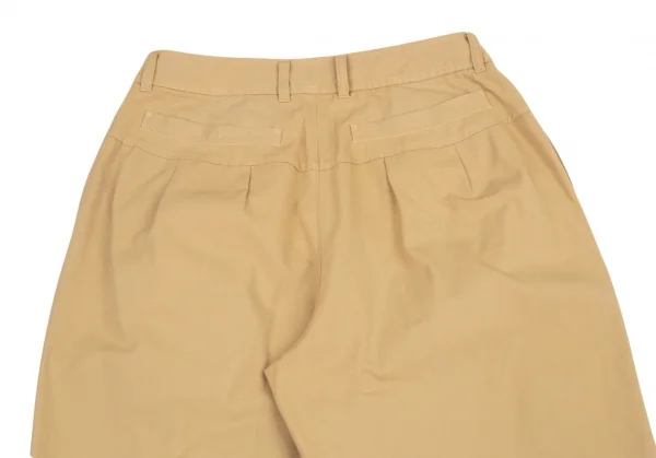 イッセイミヤケISSEY MIYAKE コットンツータック裾ボタンパンツ ベージュ3 K-89717_011