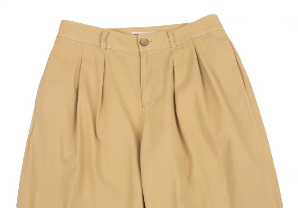 イッセイミヤケISSEY MIYAKE コットンツータック裾ボタンパンツ ベージュ3 K-89717_002