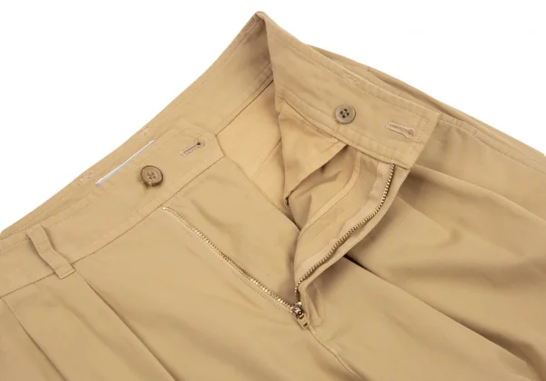 イッセイミヤケISSEY MIYAKE コットンツータック裾ボタンパンツ ベージュ3 K-89717_004