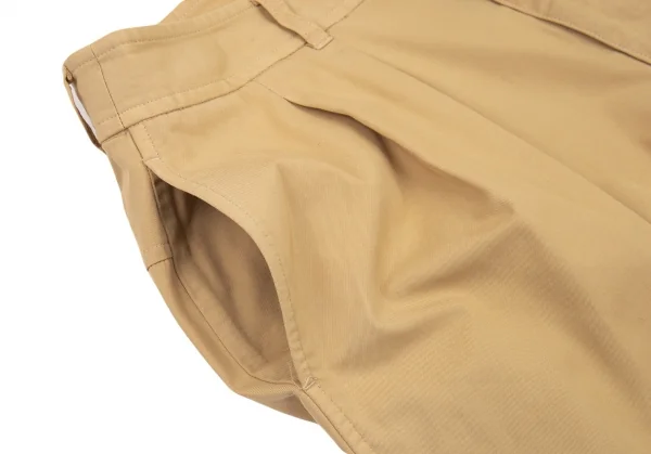 イッセイミヤケISSEY MIYAKE コットンツータック裾ボタンパンツ ベージュ3 K-89717_005