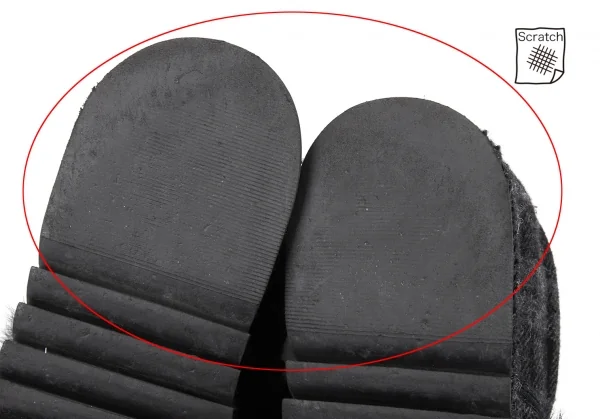 ゴムgomme プラットフォームシャークソールファー装飾ツィードスリッポン 黒24位 K-89729_018