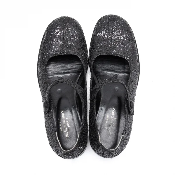 トリココムデギャルソンtricot COMME des GARCONS グリッターメリージェーンシューズ 黒23.5 K-89733_011