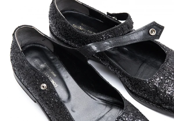 トリココムデギャルソンtricot COMME des GARCONS グリッターメリージェーンシューズ 黒23.5 K-89733_006