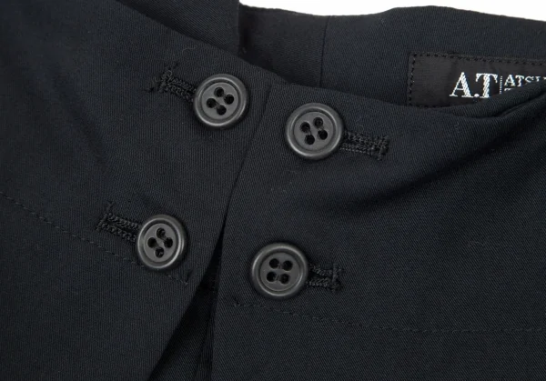 アツロウタヤマA/T レーヨンギャバジンハーフラップパンツ 黒M位 K-89777_003