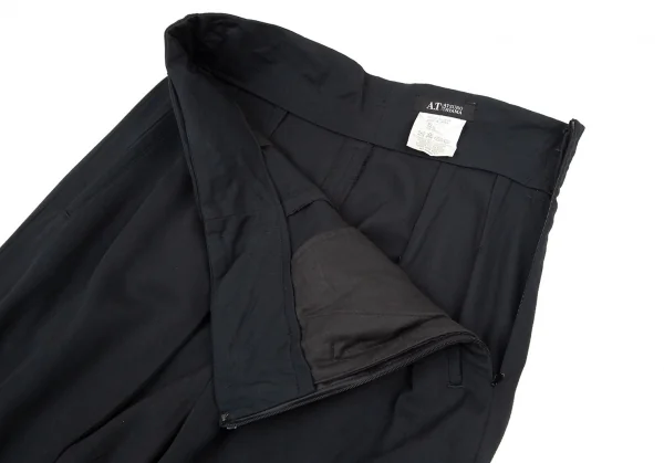 アツロウタヤマA/T レーヨンギャバジンハーフラップパンツ 黒M位 K-89777_004