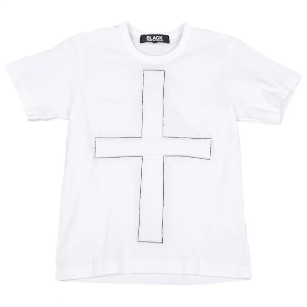 ブラックコムデギャルソンBLACK COMME des GARCONS インサイドタータンチェッククロスTシャツ 白XS K-89785_004