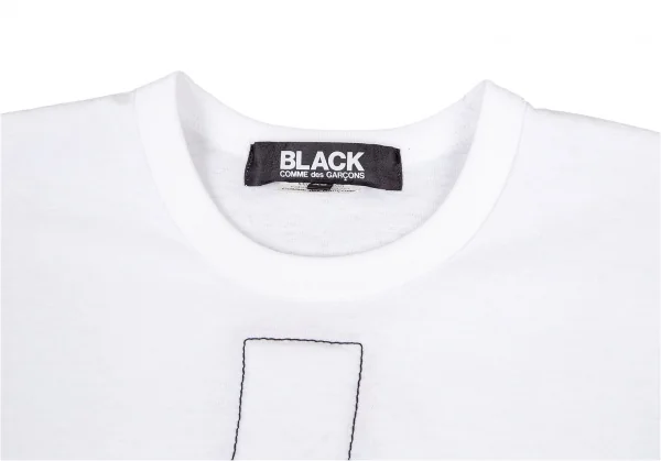 ブラックコムデギャルソンBLACK COMME des GARCONS インサイドタータンチェッククロスTシャツ 白XS K-89785_005