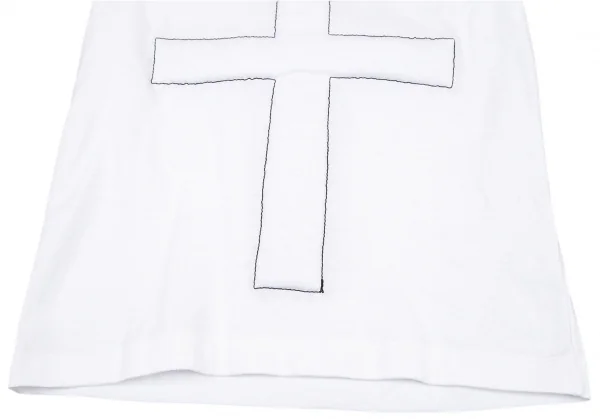 ブラックコムデギャルソンBLACK COMME des GARCONS インサイドタータンチェッククロスTシャツ 白XS K-89785_006