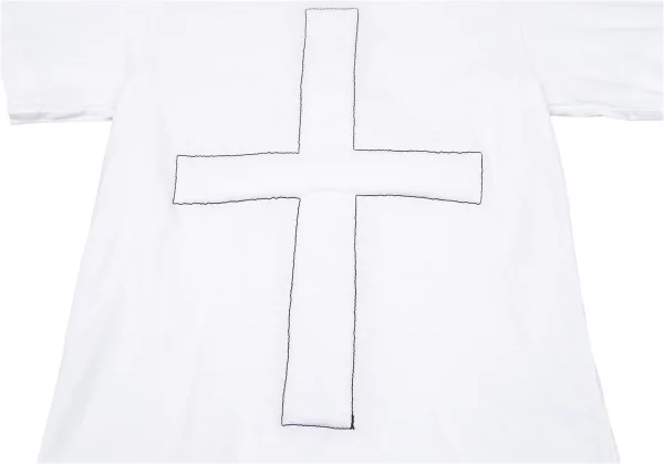 ブラックコムデギャルソンBLACK COMME des GARCONS インサイドタータンチェッククロスTシャツ 白XS K-89785_007