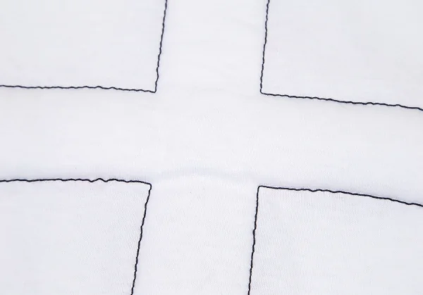 ブラックコムデギャルソンBLACK COMME des GARCONS インサイドタータンチェッククロスTシャツ 白XS K-89785_008