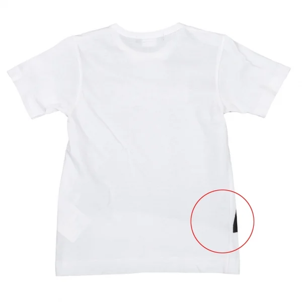 ブラックコムデギャルソンBLACK COMME des GARCONS トロンプルイユロゴプリントTシャツ 白黒XS K-89787_010