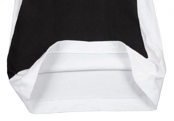 ブラックコムデギャルソンBLACK COMME des GARCONS トロンプルイユロゴプリントTシャツ 白黒XS K-89787_009