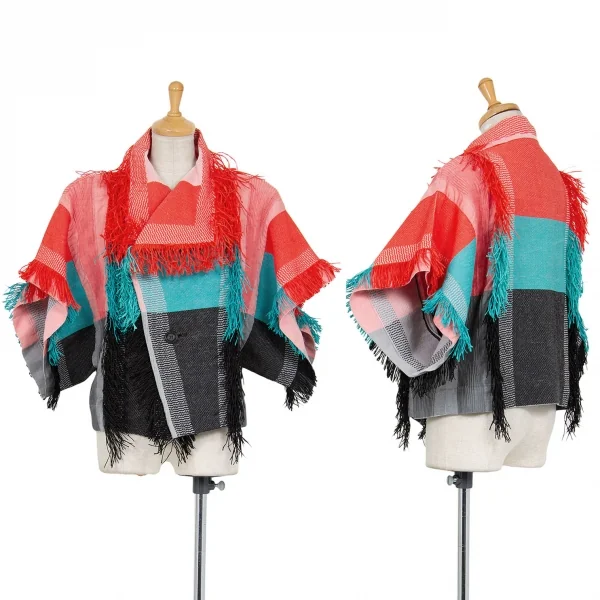 イッセイミヤケISSEY MIYAKE ペーパーフリンジ刺し子風生地ジャケット