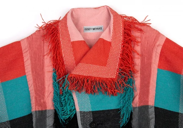 イッセイミヤケISSEY MIYAKE ペーパーフリンジ刺し子風生地ジャケット マルチ2 K-89795_003