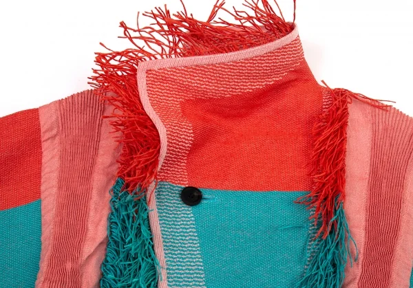 イッセイミヤケISSEY MIYAKE ペーパーフリンジ刺し子風生地ジャケット マルチ2 K-89795_004