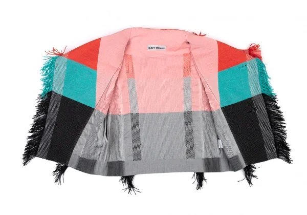 イッセイミヤケISSEY MIYAKE ペーパーフリンジ刺し子風生地ジャケット マルチ2 K-89795_012