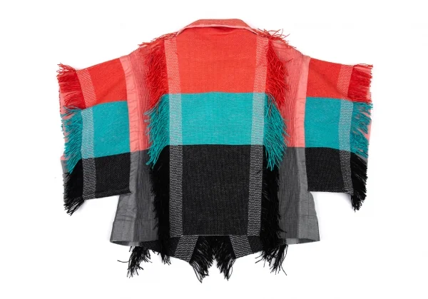 イッセイミヤケISSEY MIYAKE ペーパーフリンジ刺し子風生地ジャケット マルチ2 K-89795_013