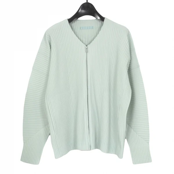 オムプリッセ イッセイ ミヤケHOMME PLISSE ISSEY MIYAKE プリーツジップアップカーディガン ライトミント2 K-89800_001