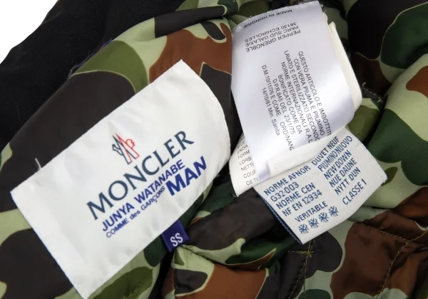 ジュンヤワタナベマン コムデギャルソン×モンクレールJUNYA WATANABE MAN COMME des GARCONS×MONCLER 裏ダックカモウールギャバダウンジャケット 黒SS K-89840_018