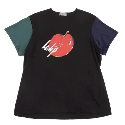 ヨウジヤマモト プールオムYohji Yamamoto POUR HOMME アップルプリント切替Tシャツ