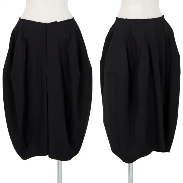 コムデギャルソンCOMME des GARCONS ウールギャバカーブワイドショートパンツ 黒S K-89895_001