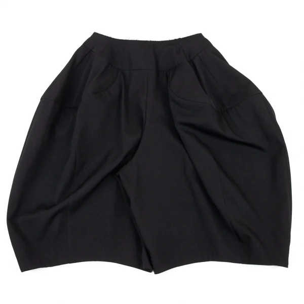 コムデギャルソンCOMME des GARCONS ウールギャバカーブワイドショートパンツ 黒S K-89895_010