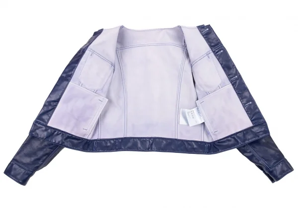 コムコム コムデギャルソンCOMME des GARCONS フェイクレザーノーカラートラックジャケット 青S K-89896_010