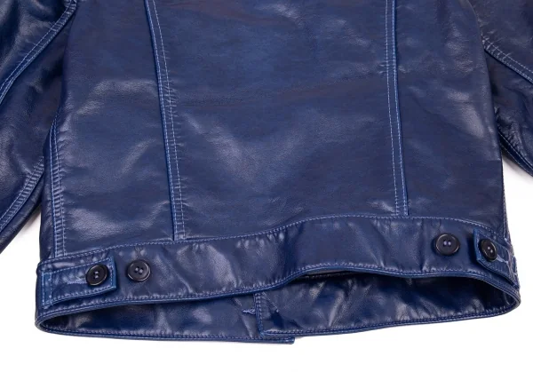 コムコム コムデギャルソンCOMME des GARCONS フェイクレザーノーカラートラックジャケット 青S K-89896_015