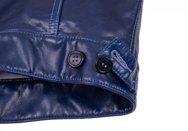 コムコム コムデギャルソンCOMME des GARCONS フェイクレザーノーカラートラックジャケット 青S K-89896_016